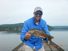 $Susquehanna8-3-2021012$ This was the big fish of the day. Day meaning we fished for three hours but none the less, the biggest we got today. Nice smallie.